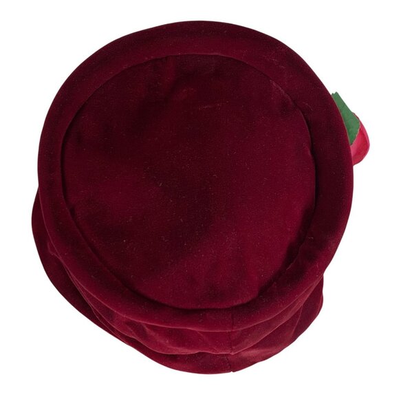 Burgundy Red Velvet Floppy Scrunchy Bucket Cloche Hat + Pink Rose Union Made USA - Picture 7 of 7